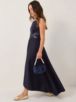 Monsoon Blue Sleeveless Sequin Prom Dress