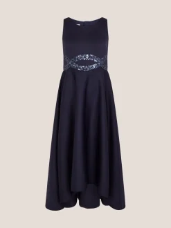 Monsoon Blue Sleeveless Sequin Prom Dress
