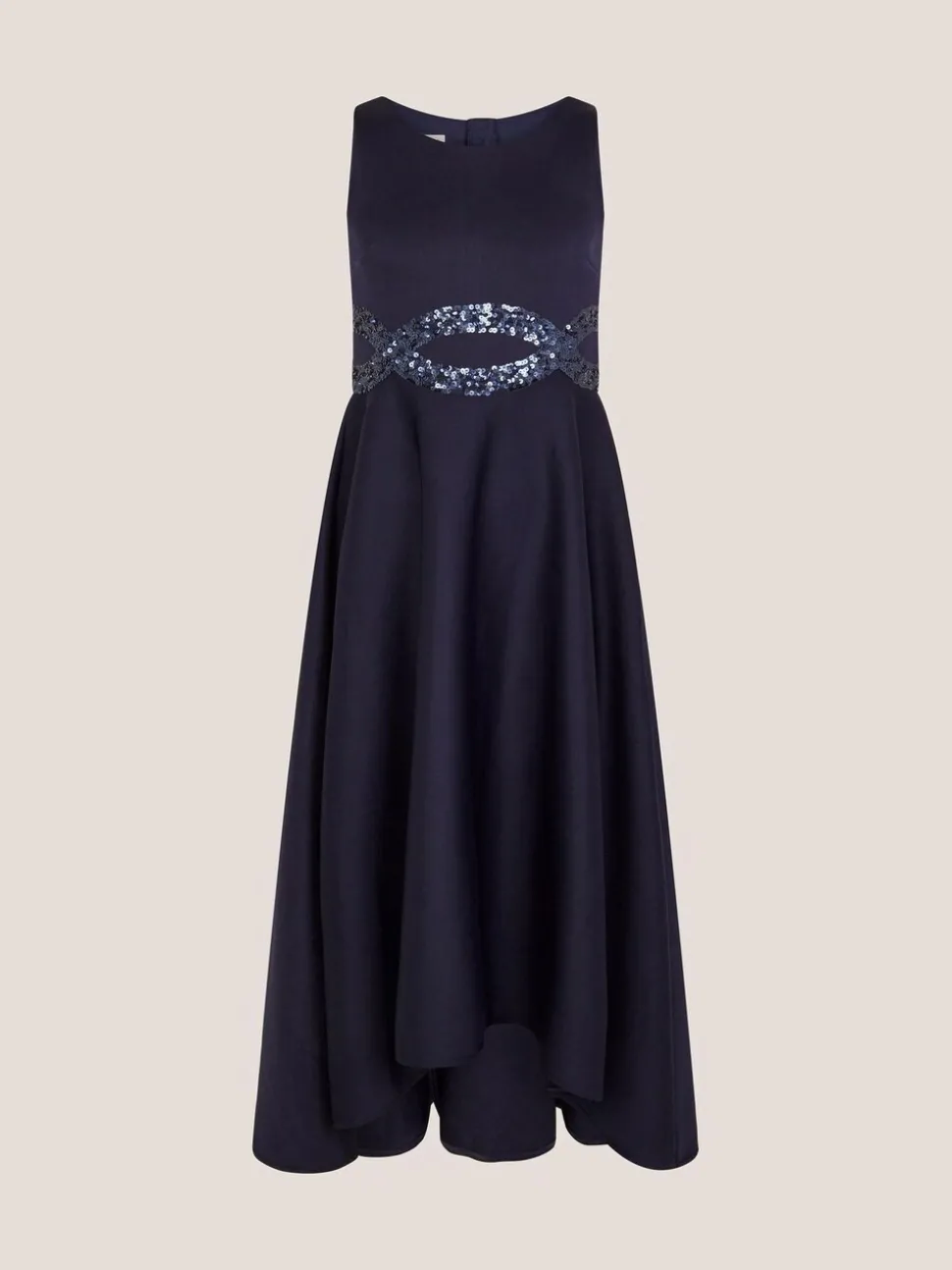 Monsoon Blue Sleeveless Sequin Prom Dress