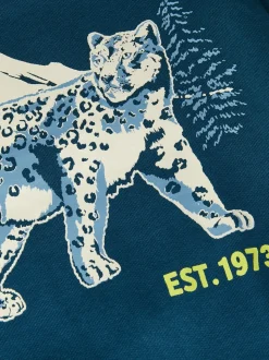 Monsoon Blue Snow Leopard Varsity Sweatshirt