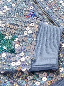Monsoon Blue Star & Heart Sequin Bomber Jacket