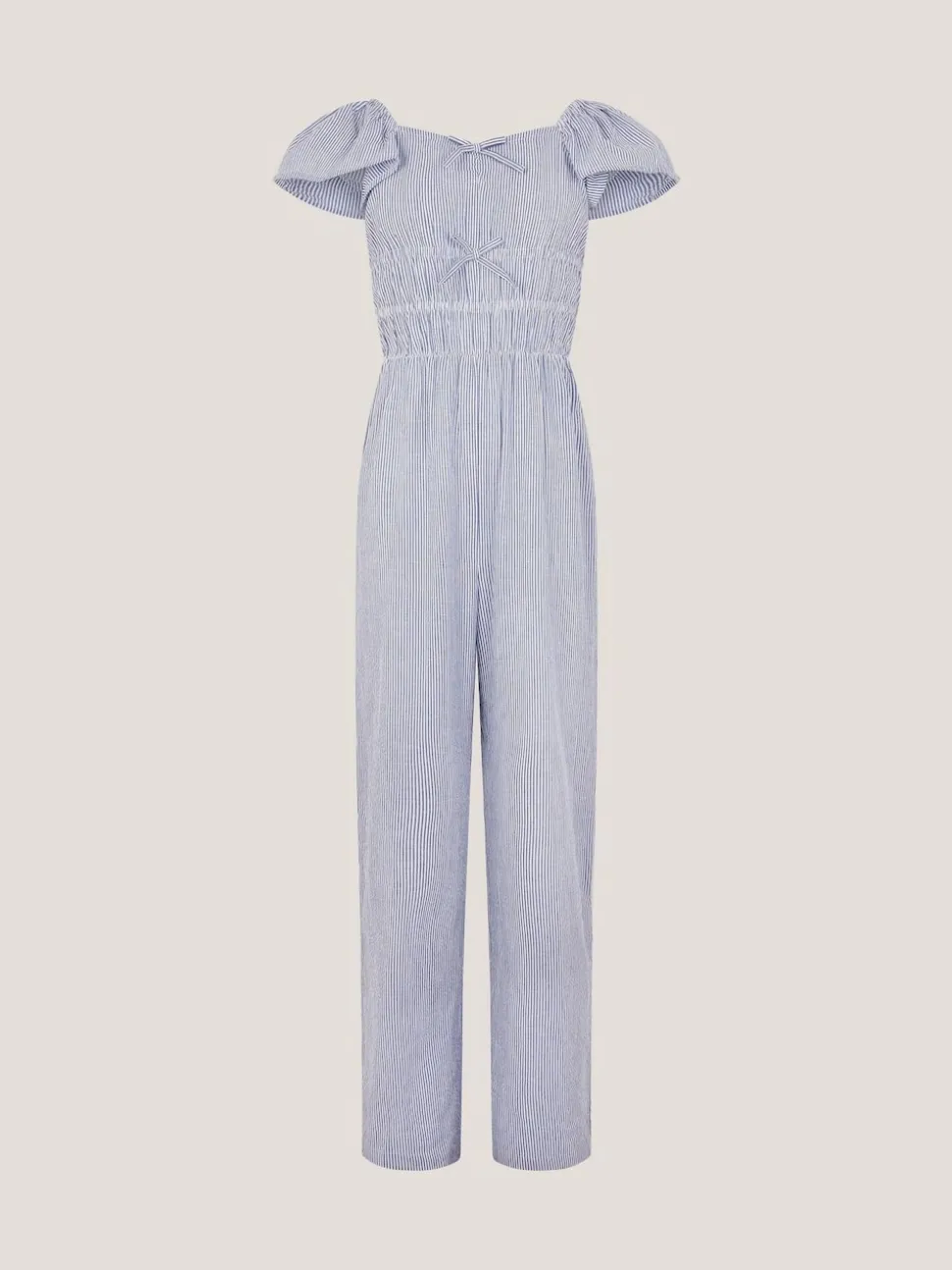 Monsoon Blue Stripe Short Sleeve Jumpsuit