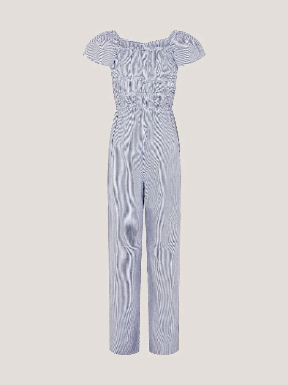 Monsoon Blue Stripe Short Sleeve Jumpsuit