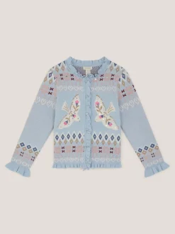 Monsoon Blue Swallow Fairisle Pattern Cardigan