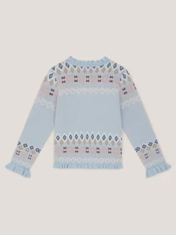 Monsoon Blue Swallow Fairisle Pattern Cardigan