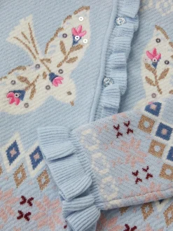Monsoon Blue Swallow Fairisle Pattern Cardigan