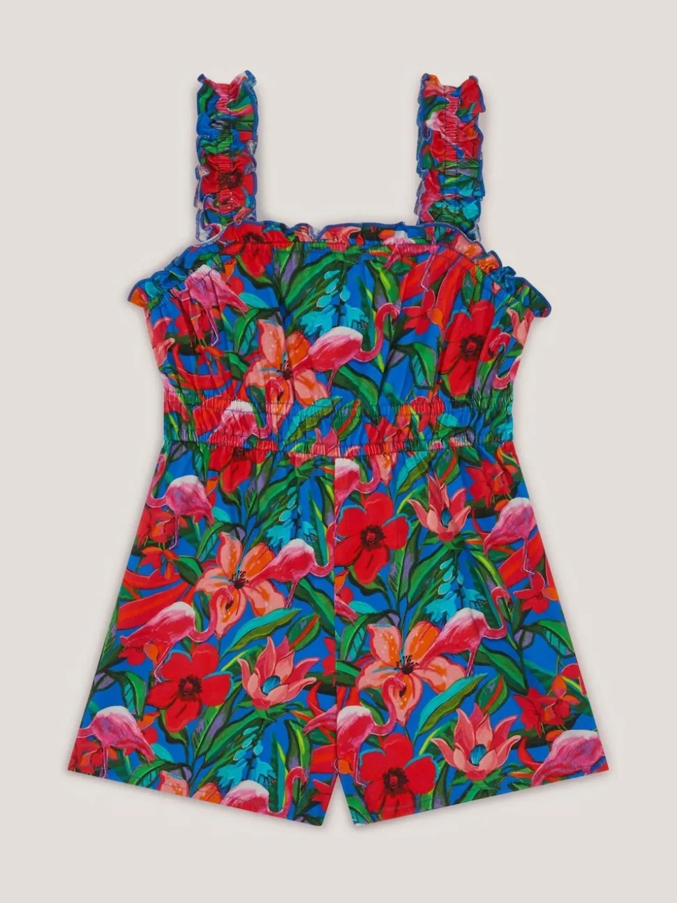 Monsoon Blue Tropical Print Jersey Playsuit