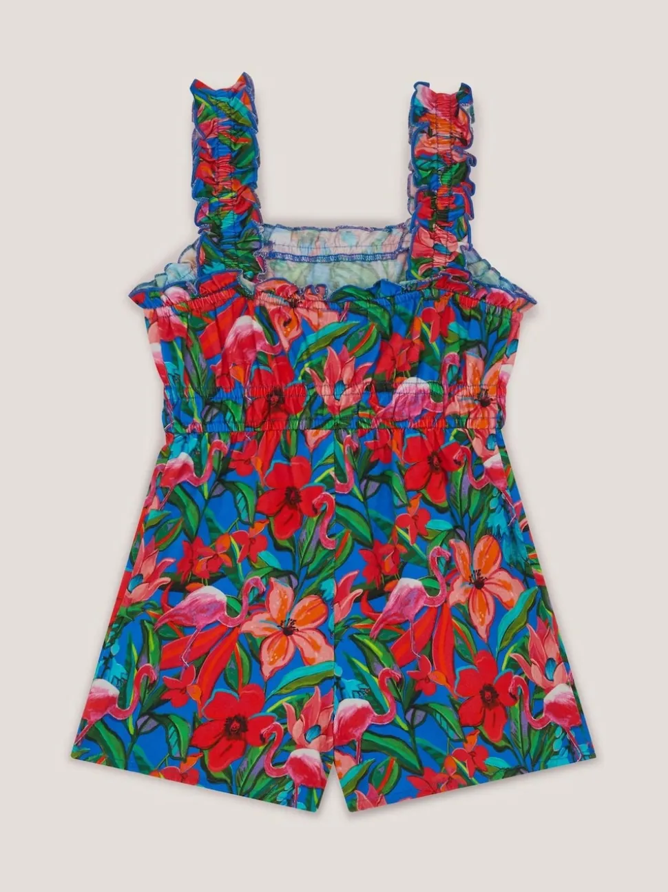 Monsoon Blue Tropical Print Jersey Playsuit