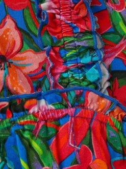 Monsoon Blue Tropical Print Jersey Playsuit