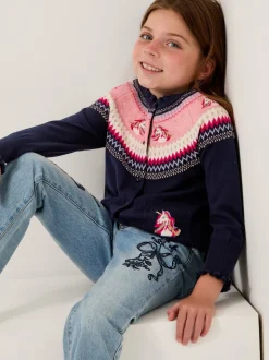 Monsoon Blue Unicorn Fair Isle Cardigan
