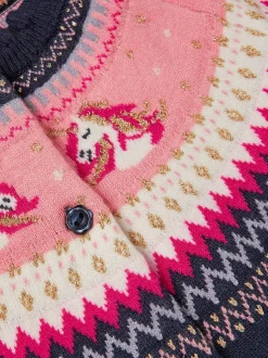 Monsoon Blue Unicorn Fair Isle Cardigan