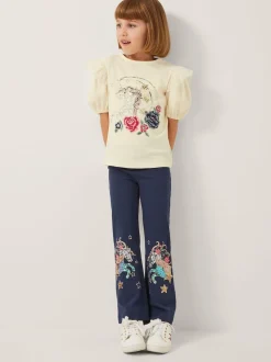Monsoon Blue Unicorn Sequin Flare Leggings