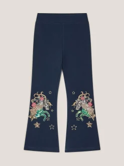 Monsoon Blue Unicorn Sequin Flare Leggings