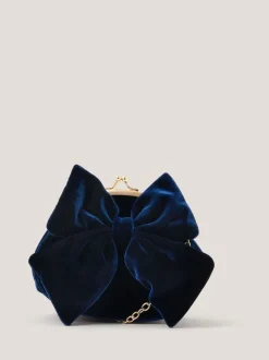 Monsoon Blue Velvet Bow Clip Frame Bag