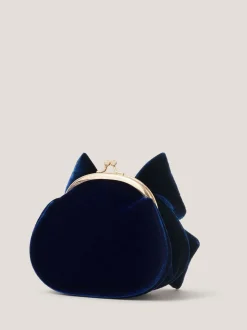 Monsoon Blue Velvet Bow Clip Frame Bag