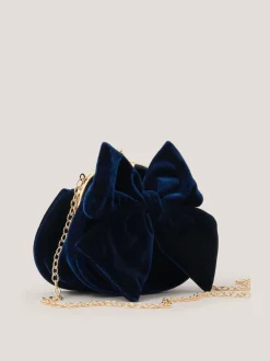 Monsoon Blue Velvet Bow Clip Frame Bag