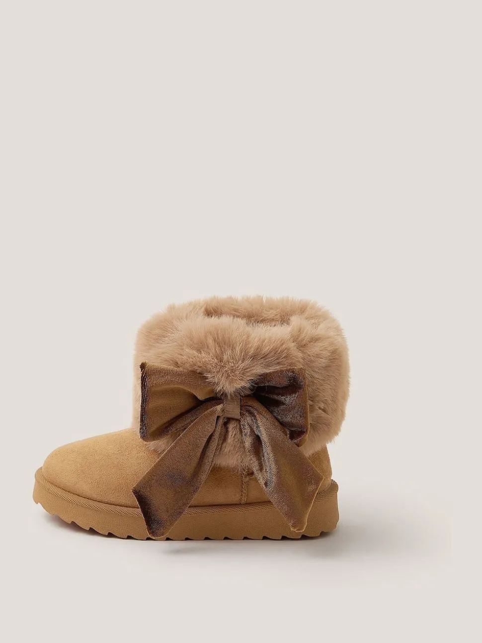 Monsoon Brown Bow Faux Fur Suedette Ankle Boots