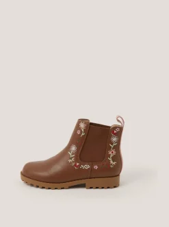 Monsoon Brown Flower Emb Boots
