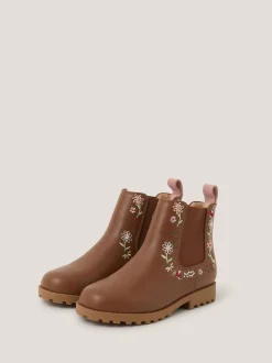 Monsoon Brown Flower Emb Boots