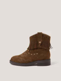 Monsoon Brown Fringe Suedette Cowboy Boots