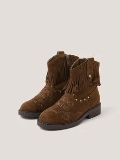 Monsoon Brown Fringe Suedette Cowboy Boots