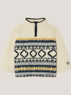Monsoon Brown Ikat Print Half Zip Fleece