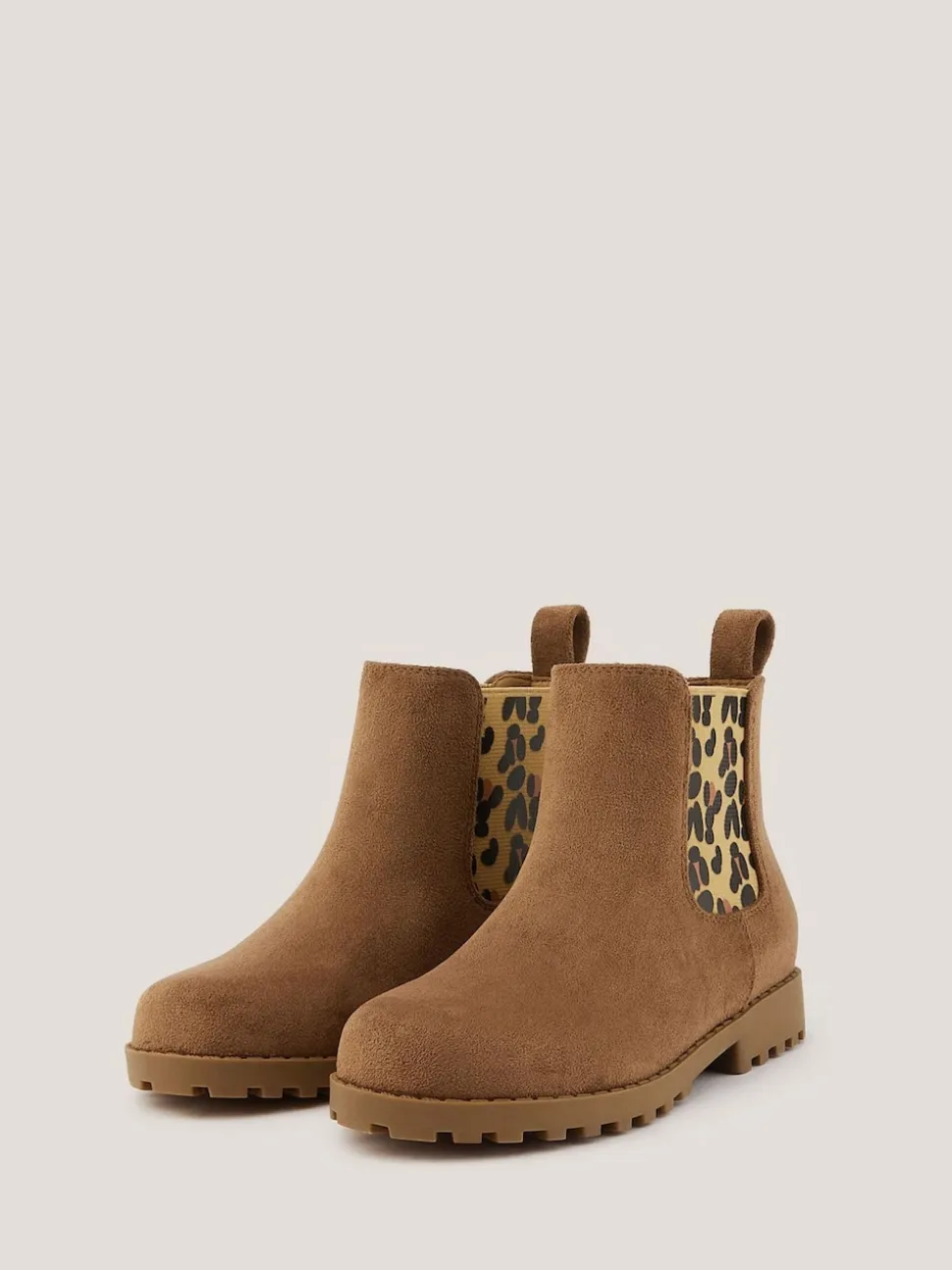 Monsoon Brown Suedette Leopard Print Chelsea Boots