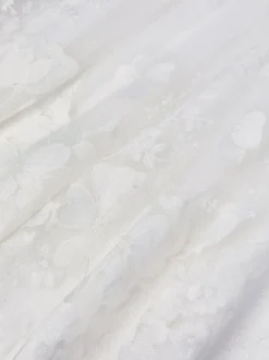 Monsoon Cream Alicia Satin Floral Embroidered Dress