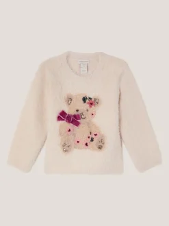 Monsoon Cream Baby Bear Fuzzy Knit Jumper