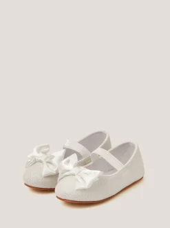Monsoon Cream Baby Bow Glitter Walker Shoes