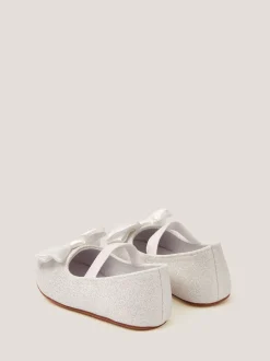 Monsoon Cream Baby Bow Glitter Walker Shoes