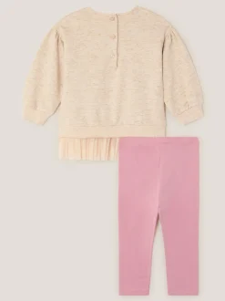Monsoon Cream Baby Deer Sweatshirt & Leggings Set