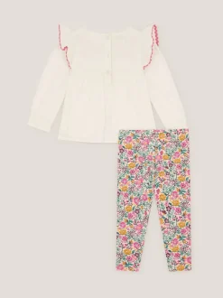Monsoon Cream Baby Floral Top & Leggings Set