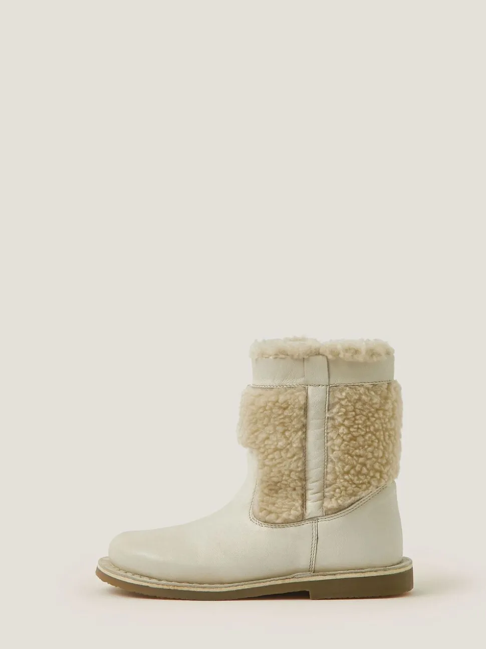 Monsoon Cream Borg Leather Boots