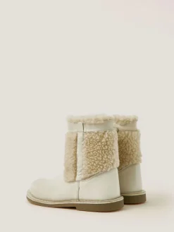 Monsoon Cream Borg Leather Boots
