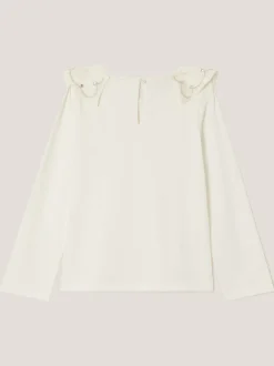 Monsoon Cream Bow Collar Rhinestone Top