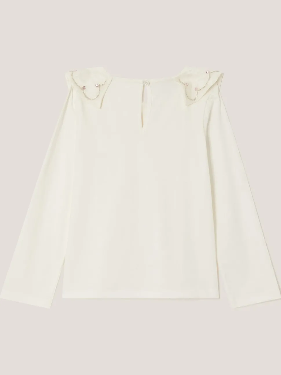 Monsoon Cream Bow Collar Rhinestone Top