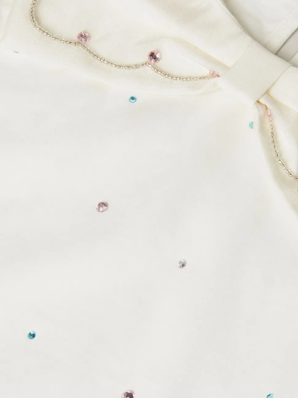Monsoon Cream Bow Collar Rhinestone Top