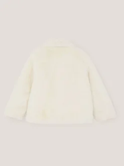 Monsoon Cream Bow Faux Fur Coat