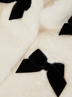 Monsoon Cream Bow Faux Fur Coat
