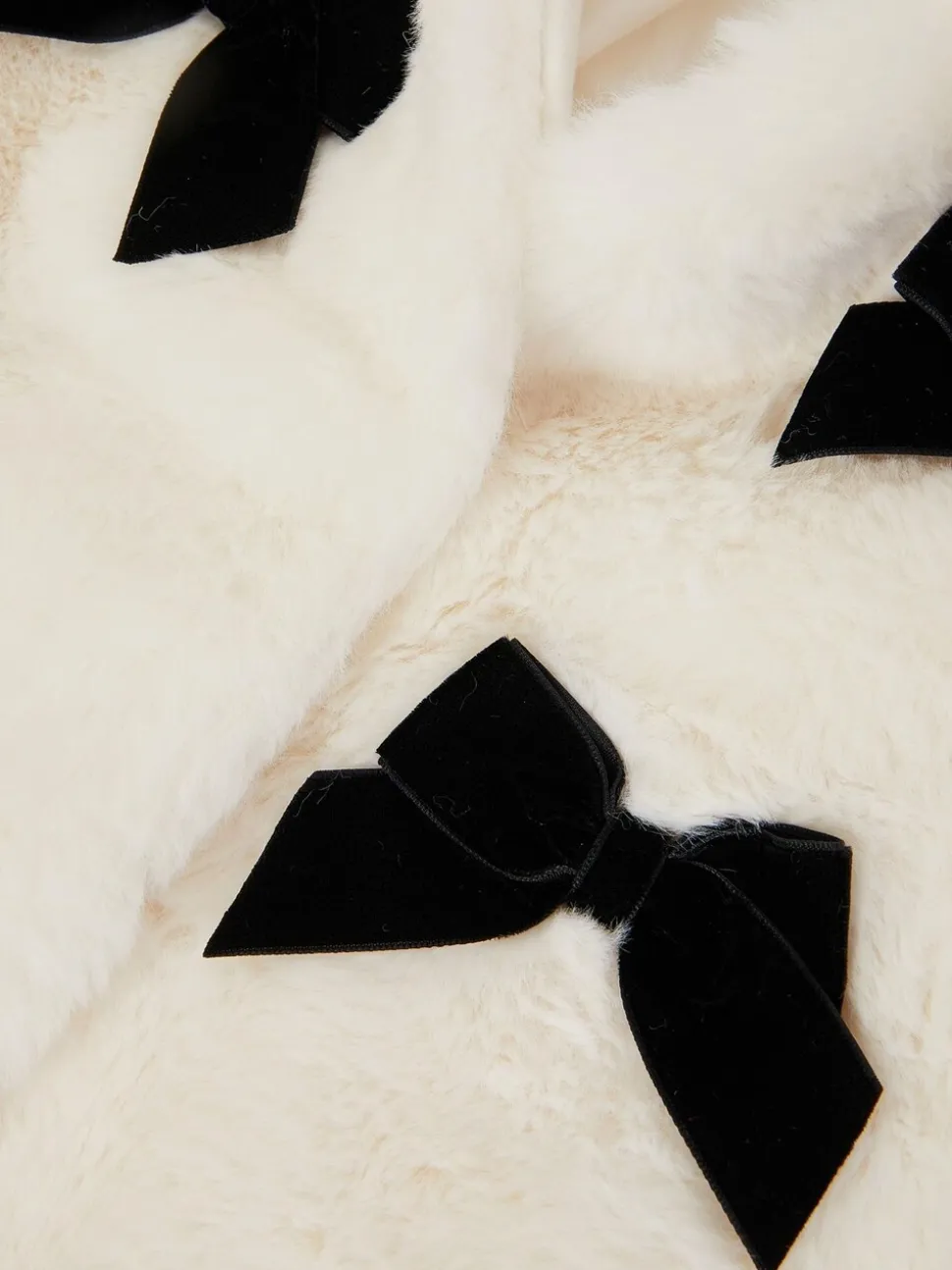 Monsoon Cream Bow Faux Fur Coat