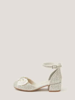 Monsoon Cream Bow Glitter Chunky Heels