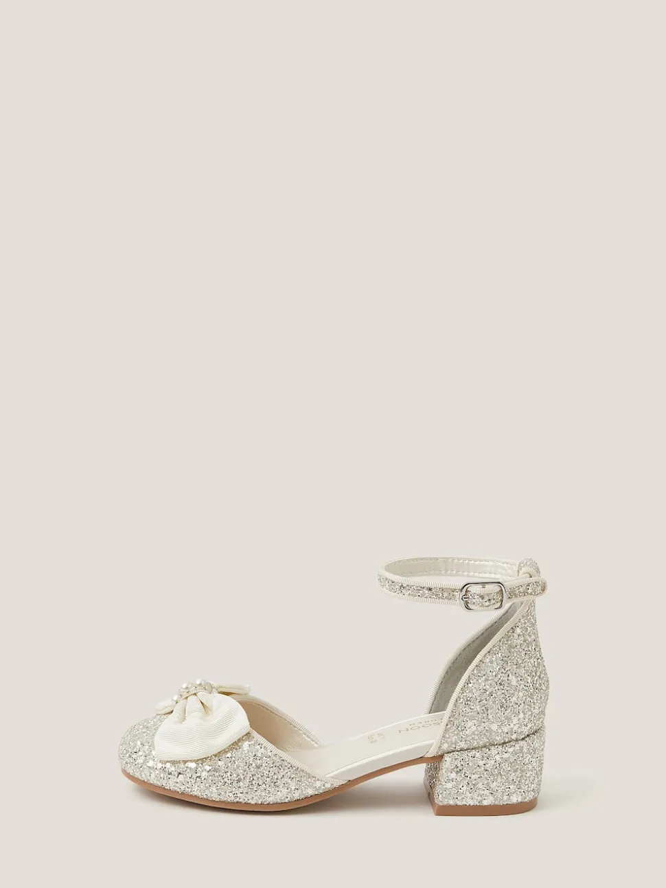 Monsoon Cream Bow Glitter Chunky Heels