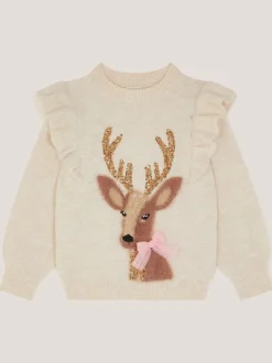 Monsoon Cream Christmas Deer Knit Jumper