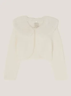 Monsoon Cream Detachable Collar Fuzzy Cardigan