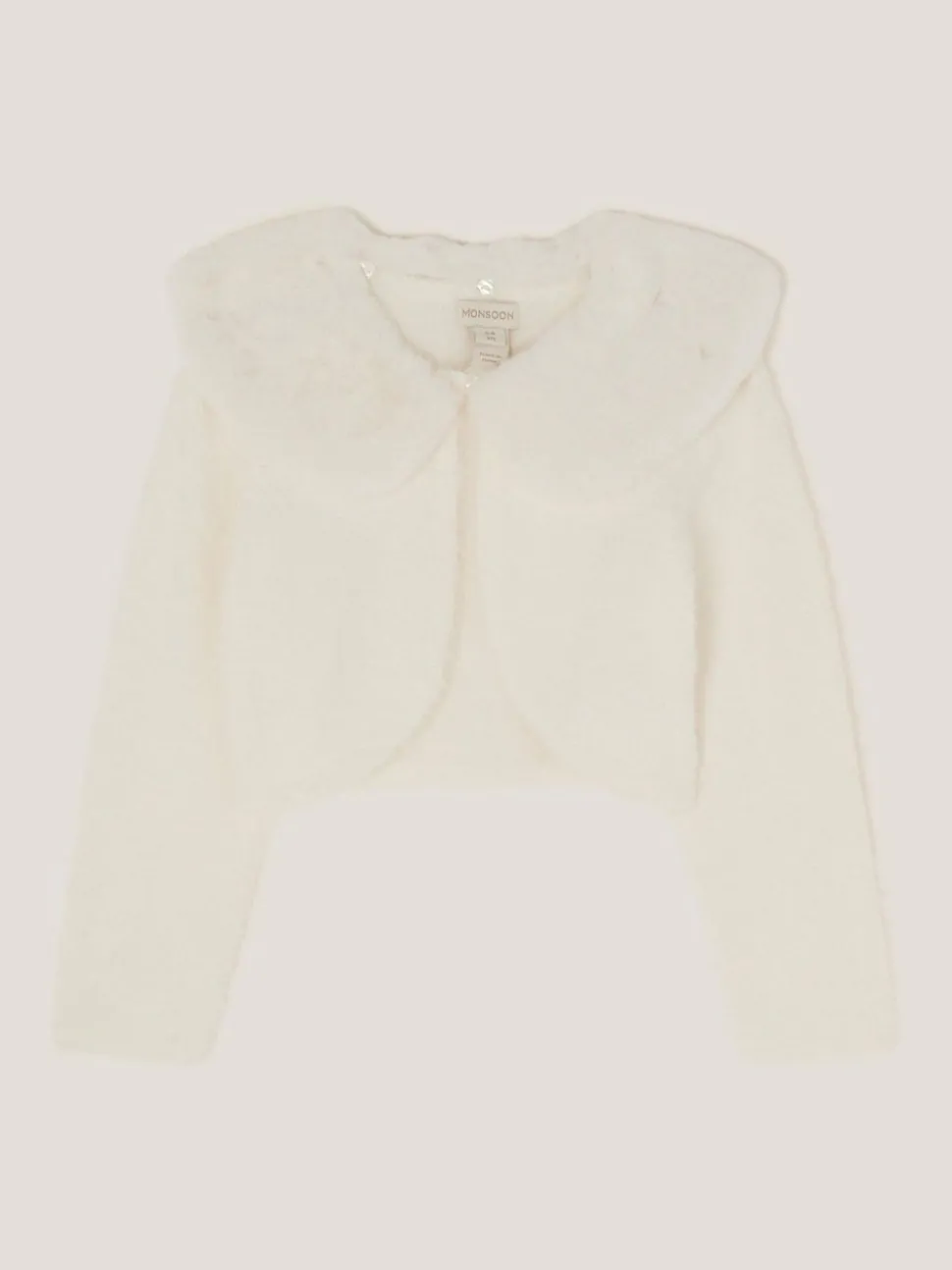 Monsoon Cream Detachable Collar Fuzzy Cardigan
