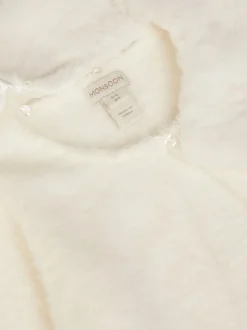 Monsoon Cream Detachable Collar Fuzzy Cardigan