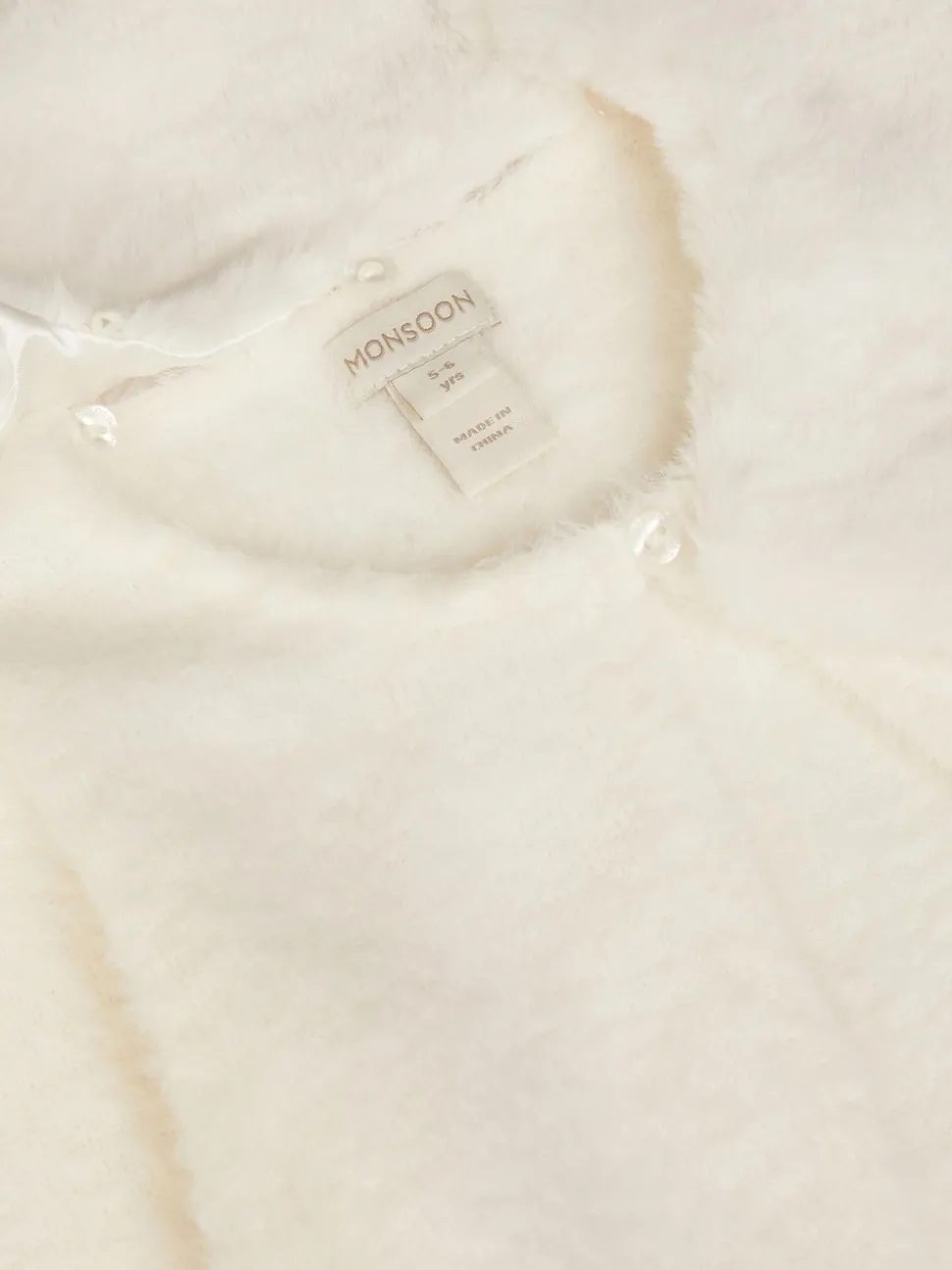 Monsoon Cream Detachable Collar Fuzzy Cardigan