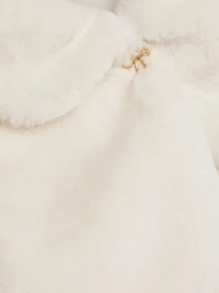 Monsoon Cream Detachable Collar Fuzzy Cardigan
