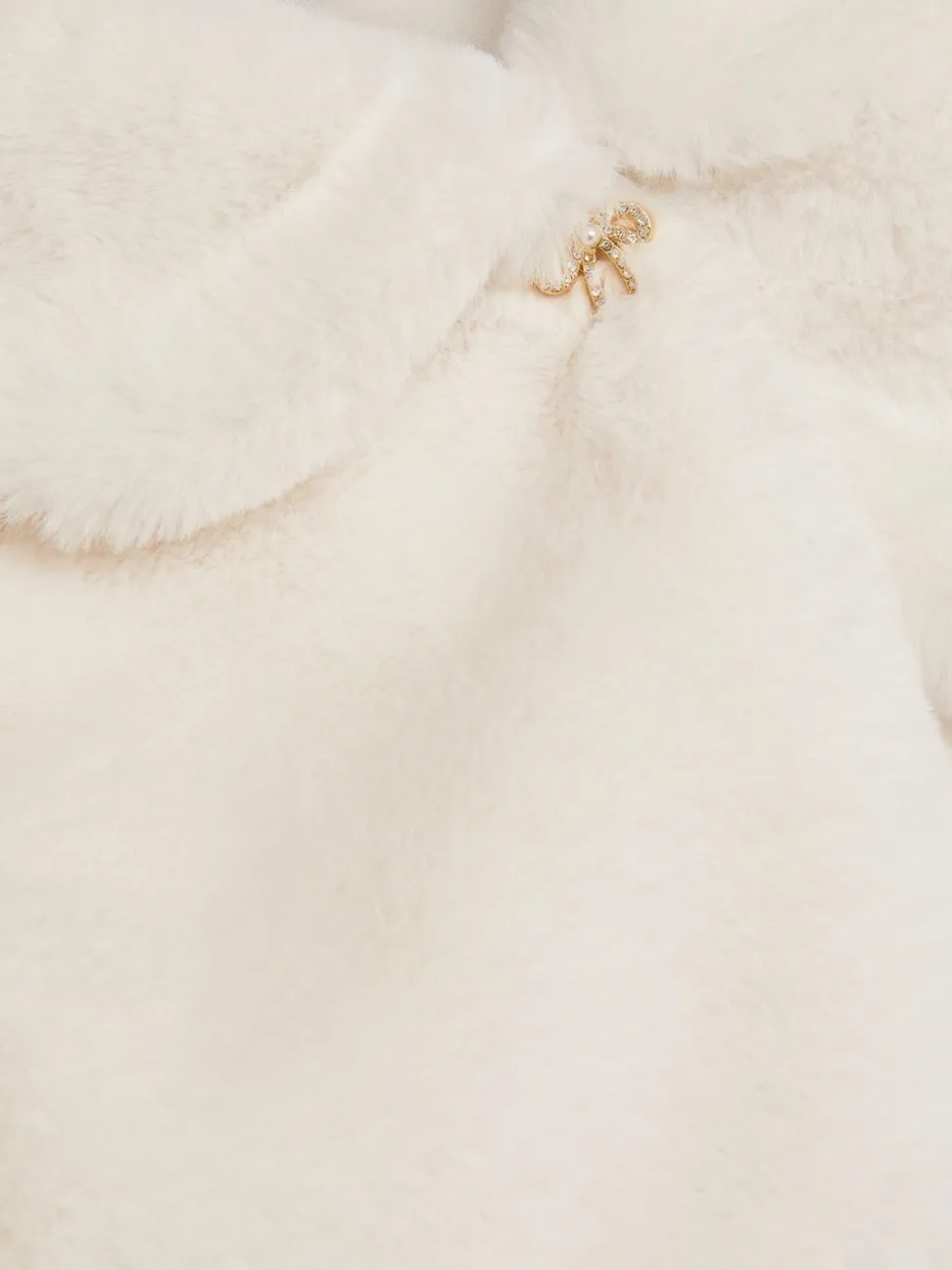Monsoon Cream Detachable Collar Fuzzy Cardigan